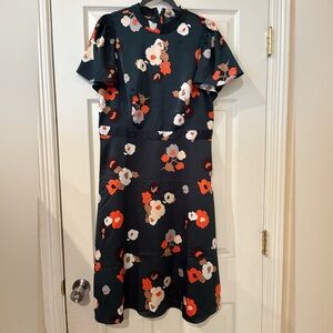Ann Taylor Factory Black Floral Midi Dress